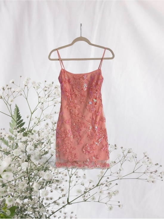 Lucy in the Sky Dresses & Skirts - Lucy in the Sky coral pink sequin bodycon dress